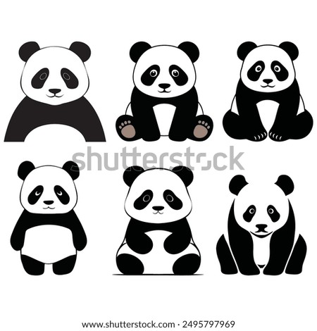 Panda silhouette vector illustration .