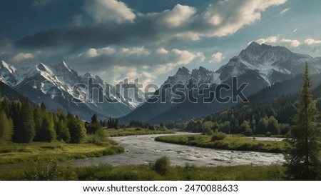 Similar – Image, Stock Photo Mountain lake with mountain scenery in background
