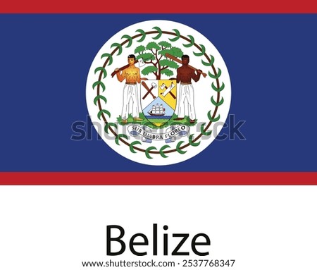 The official flag of Belize, featuring a blue field with a coat of arms at the center