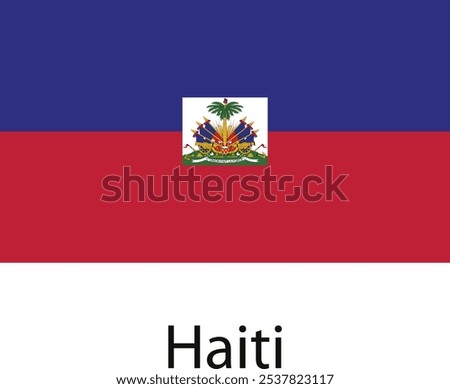 The national flag of Haiti, featuring a blue and red bicolour with a white square containing the coat of arms