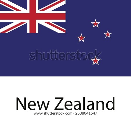 The national flag of New Zealand, displaying the Union Jack in the canton and four red stars on a blue field, representing the Southern Cross constellation.