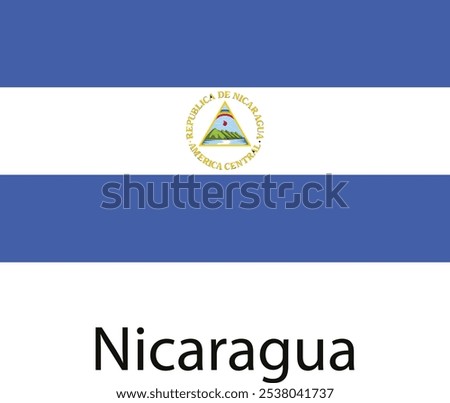 The national flag of Nicaragua, featuring three horizontal bands of blue, white, and blue with a coat of arms in the center.