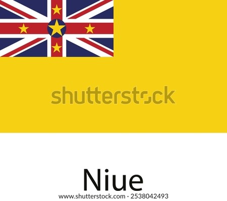 The national flag of Niue, featuring a yellow field with the British Union Jack in the canton and a single four-pointed yellow star in the center of the Union Jack.