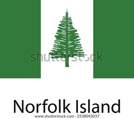 The flag of Norfolk Island, a green tree on a white background with green borders.