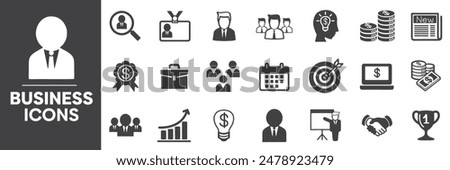 Business Icons Set, Containing All Business Icons Outlines, Vector Illustration Collection Editable eps10