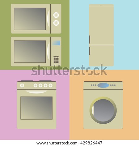 washing machine and appliances in the kitchen
