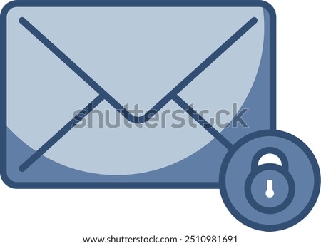 email locked vector icon transparent background. replaceable blue color design