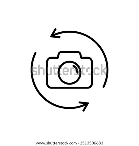 camera rotate icon. line vector isolated on white background. trendy and modern design