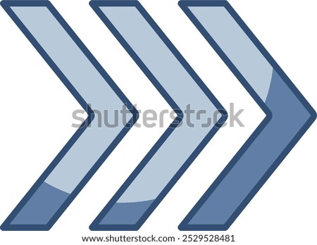 vector icon temporary road control version chevron alignment arrow transparent background. replaceable blue color design