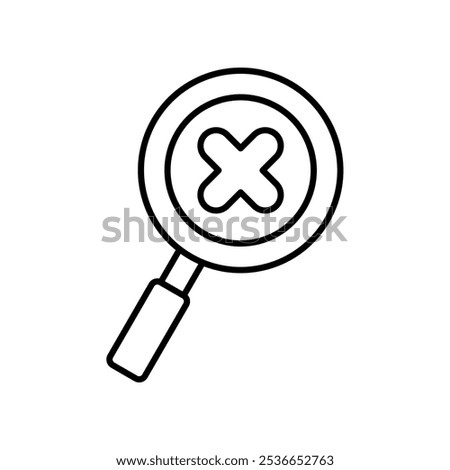 magnifying glass delete icon. line vector isolated on white background. trendy and modern design