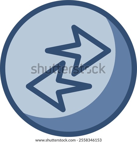 data transfer arrows icon, transparent background. replaceable blue color design