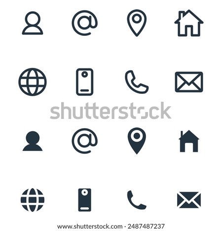 Contac icon set. Communication Icons Set vector
