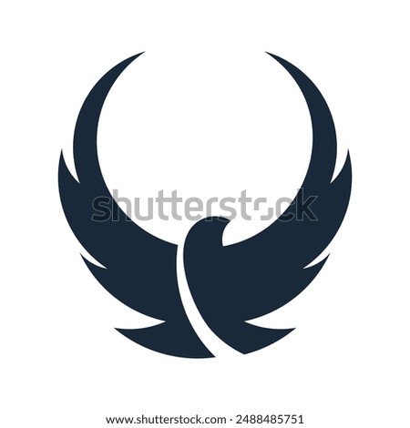 Bird falcon and circle frame logo design, eagle or hawk badge emblem vector icon
