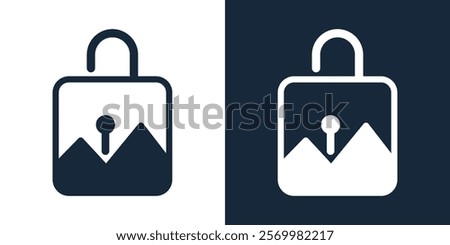 lock and picture abstract vector logo