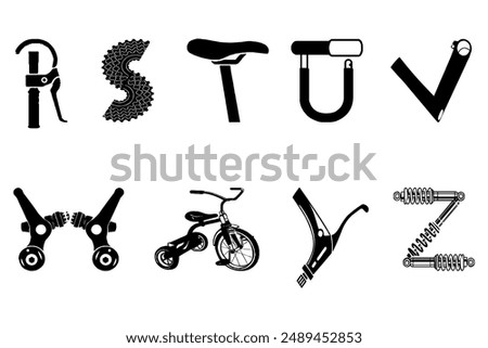 New Vector illustration alfabet of a parts motor sycle set