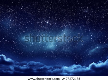 Image, Stock Photo Milky Way Galaxy In Night Starry Sky Above Young Green Lonely Tree In Spring Night. Glowing Stars Above Landscape. Sunset Sunrise Dawn Colors Sky