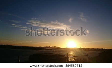 coastal sunset on city Stock foto © 
