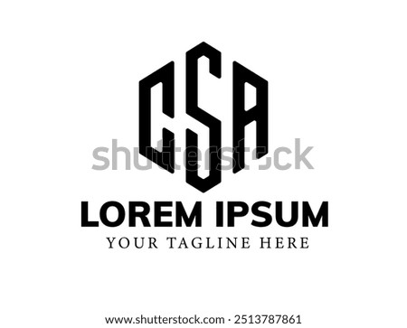 Letter CSA or ASC polygon shape modern monogram logo