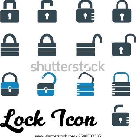 Lock icon set. Padlock open and closed. Locked and unlocked icon. Security symbol.