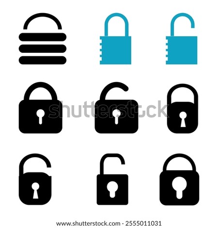 Lock icon set. Padlock open and closed. Locked and unlocked icon. Security symbol.