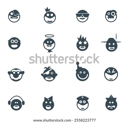 Expression icons set collection on white background