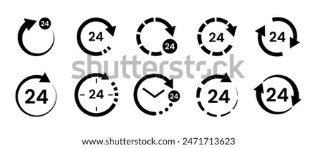 24 Hours Icon Vector Set