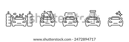 Car wash vector icons set. Car wash icons.