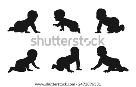 Set Illustration baby of silhouette vector
