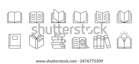 Books icons set. Linear icons.