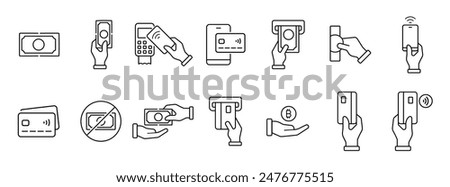 Simple Set of Money Related Vector Line Icons. Contains such Icons as Wallet, ATM, Bundle of Money, Hand with a Coin and more. Editable Stroke. 48x48 Pixel Perfect.