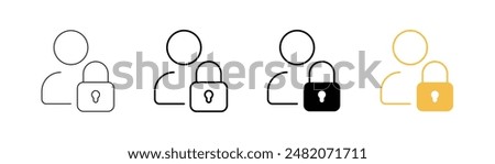 User Account Security Vector Illustration Set. Profile Protection and Authentication Sign Suitable for Apps and Websites UI Design Style.