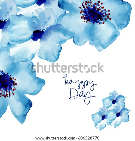 Greeting card with flowers in watercolor