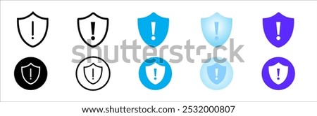 Shield exclamation mark icon, symbolizing security and attention. This line icon serves as a risk alert, emphasizing protection and vigilance in design. Ideal for safety-related projects.