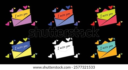 A vibrant design featuring six colorful envelopes, each containing a handwritten note saying 