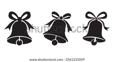 Christmas bells vector icon set. Christmas bell silhouette isolated on white vector