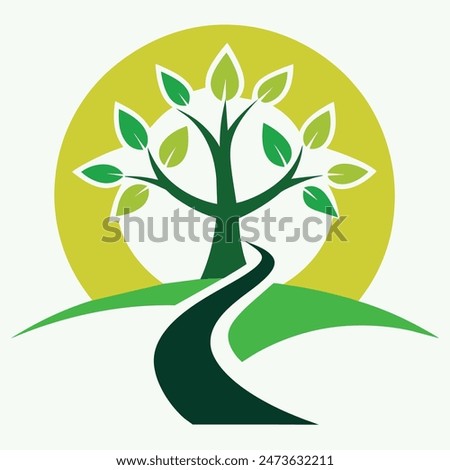 A tree that grows from a path logo vector