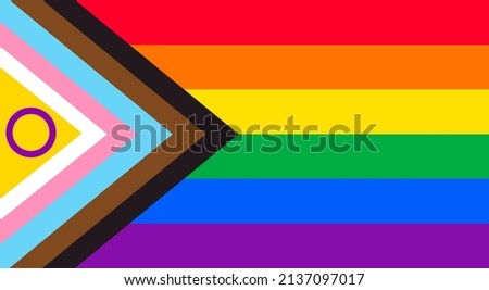 LGBTQ Pride Flag Vector. Intersex Inclusive Progress Pride Flag. LGBT, LGBTQ or LGBTQIA+ Pride