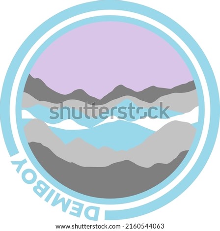 Demiboy flag with mountain pattern. Hills with pride colors
