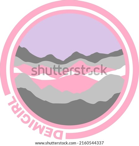 Demigirl flag with mountain pattern. Hills with pride colors