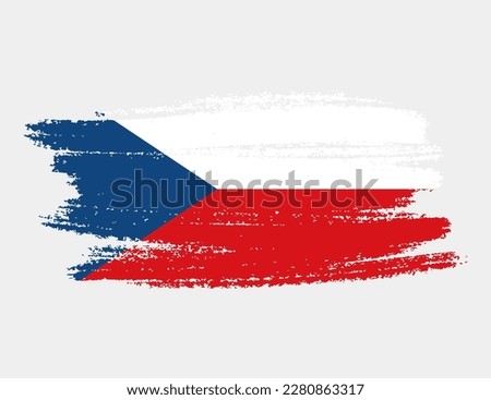 Artistic grunge brush flag of Czech Republic isolated on white background. Elegant texture of national country flag