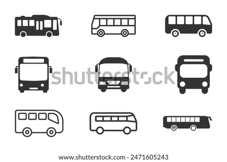  Bus Transport Icon. Black simple thin line icon vector illustration.