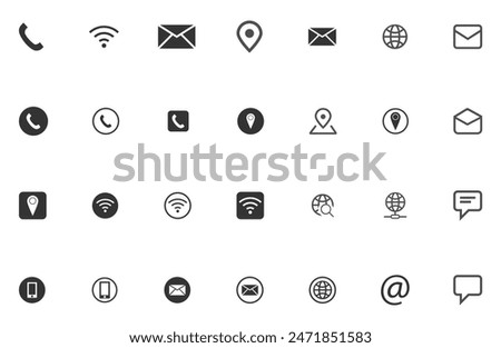 social media icons set. contact and social icons Contact and Social icon symbols, Phone, mail, fax, info, e-mail, support vector illustration