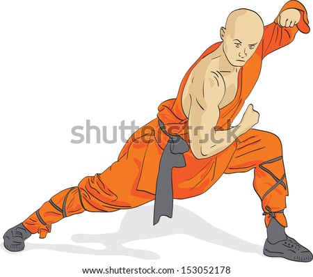 Shaolin Warrior Monk Vector Illustration - 153052178 : Shutterstock