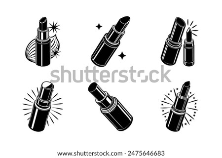 women's lipstick black silhouette Vector illustration   