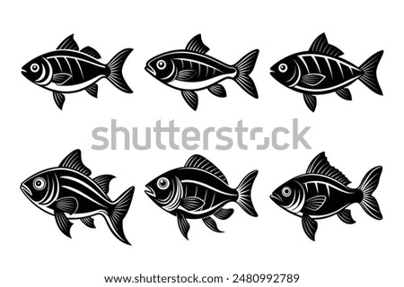 Fish Icon black silhouette Vector illustration   