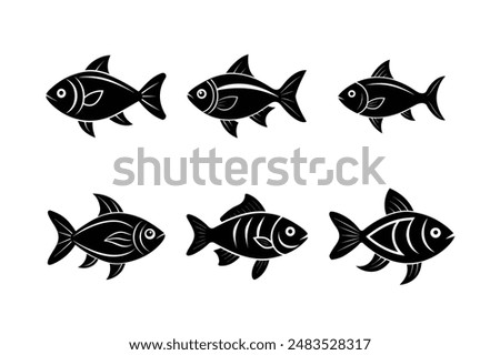 Vector black Fish icon on white background