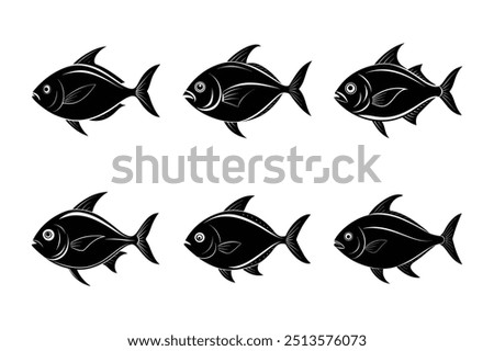 Pompano black silhouette Vector illustration   