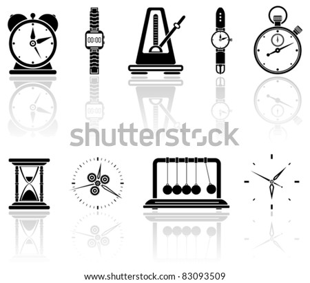 Set of black time icons, illustration