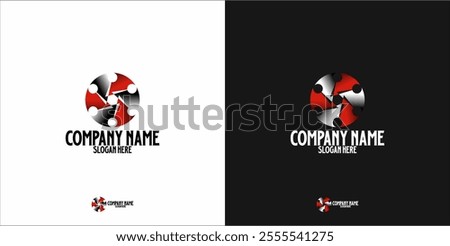 This logo has a modern and abstract design, with overlapping geometric shapes. The combination of red and black gives a strong and energetic impression.