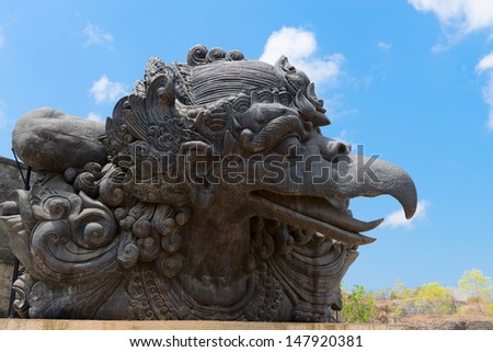 BALI, INDONESIA - SEP 13: Garuda undaunted hindu mythic bird image in GWK culture park on Sep 13 in Bali, Indonesia. Garuda Wisnu Kencana Cultural Park in popular tourist attraction since 2011.